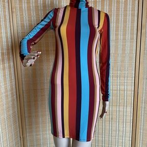 Forever 21 Colorful Striped Long Sleeve Dress